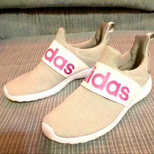 ADIDAS white/purple slip on sneakers